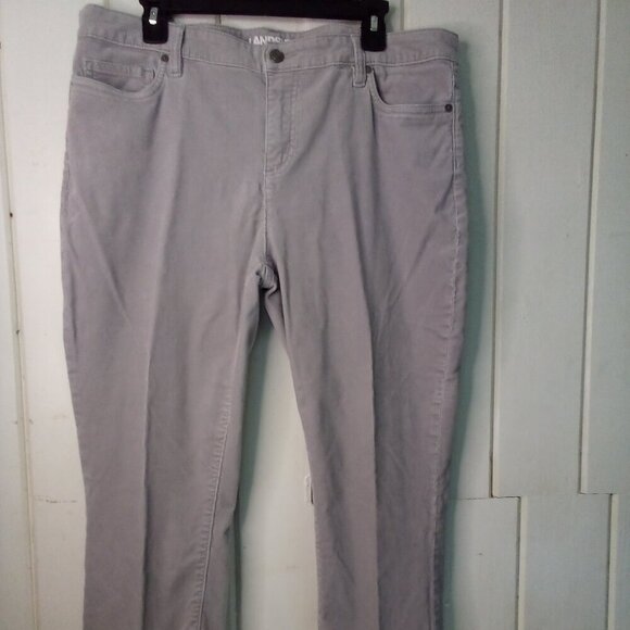 Lands' End Corduroy Pants Women 16 Mid Rise Straight Gray - Picture 1 of 16